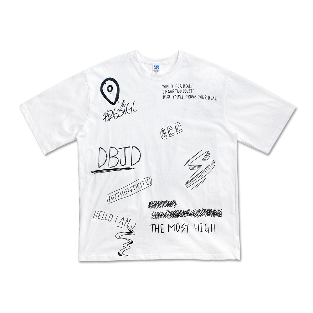 10309 DBJD 낙서 반팔 티셔츠 (WHITE)