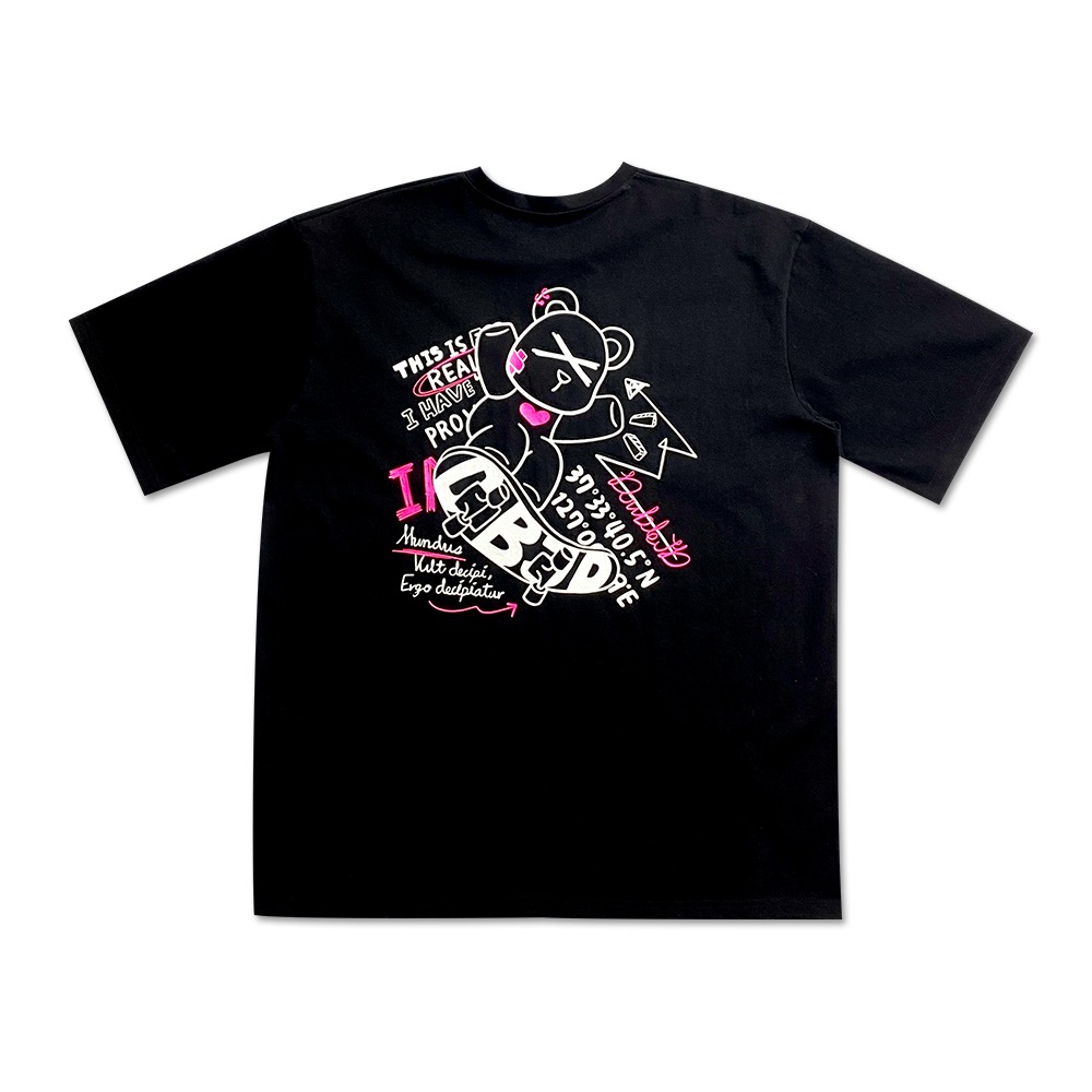 10307 스케이트 곰돌이 반팔 티셔츠 (BLACK)
