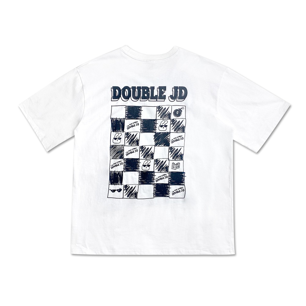 JDZK10417 더블제이디 체스 버니 반팔 티셔츠 (WHITE)